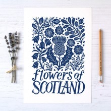 Hand Lettered Flowers of Scotland Print - Made in Scotland